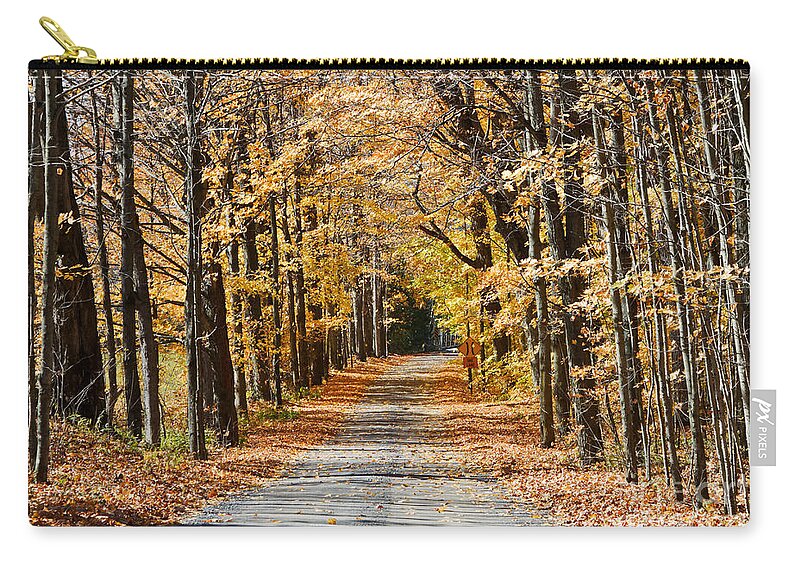 Back Zip Pouch featuring the photograph The Back Road in Autumn by Louise Heusinkveld