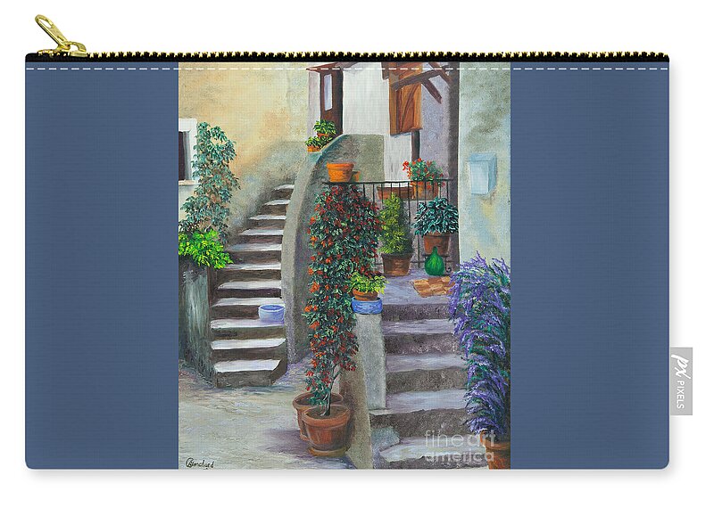 Italy Street Painting Carry-all Pouch featuring the painting The Back Stairs by Charlotte Blanchard