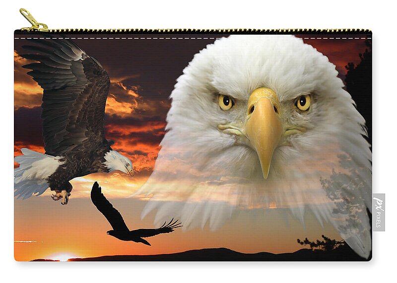 Bald Eagle Zip Pouch featuring the photograph The Bald Eagle by Shane Bechler