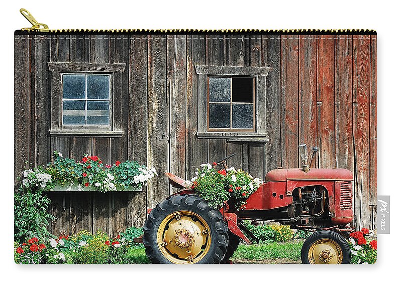 Vancouver Zip Pouch featuring the photograph The Barn and Tractor by Paul W Sharpe Aka Wizard of Wonders