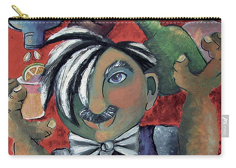 Bartender Zip Pouch featuring the painting The Bartender by Elizabeth Lisy Figueroa