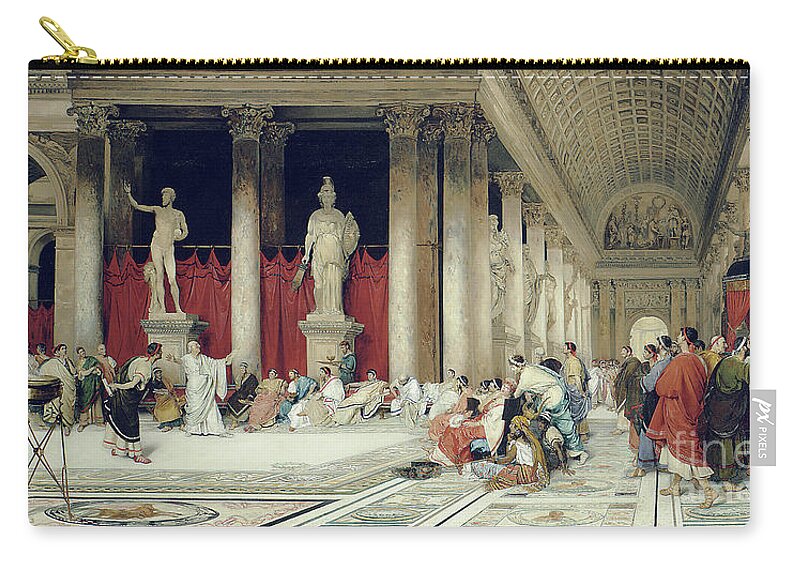 Crowd Zip Pouch featuring the painting The Baths of Caracalla by Virgilio Mattoni de la Fuente