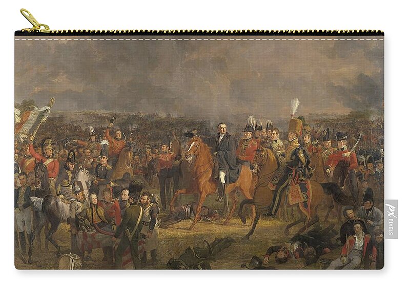 Painting Zip Pouch featuring the painting The Battle of Waterloo,1824 by Vincent Monozlay