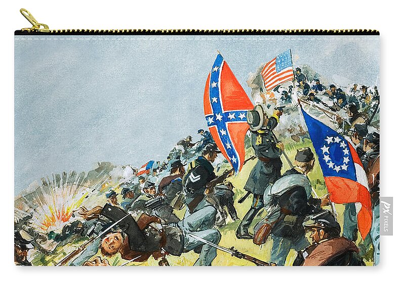 Gettysburg Zip Pouch featuring the painting The Battlefield at Gettysburg by Leo Davy