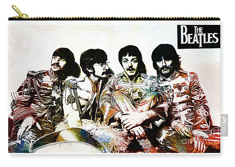 The Beatles Zip Pouch featuring the drawing The Beatles--Sargent Peppers Lonely Hearts Club Band by Ian Gledhill