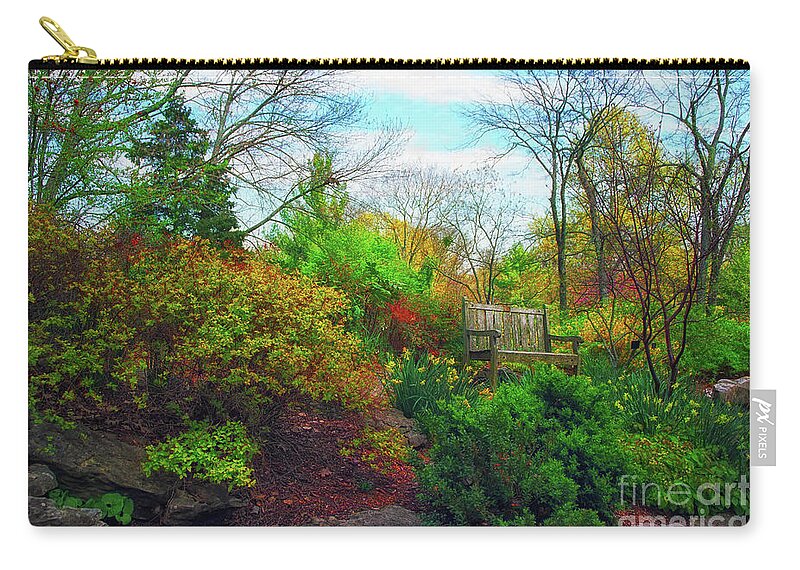 Landscape Zip Pouch featuring the photograph The Bench by Geraldine DeBoer