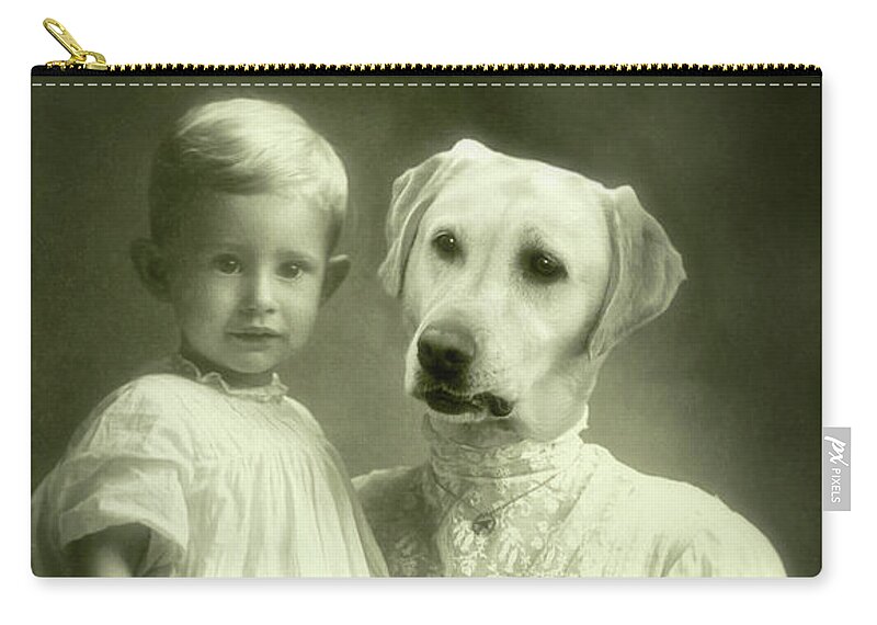 Dog Zip Pouch featuring the digital art The Best Nanny ever by Martine Roch