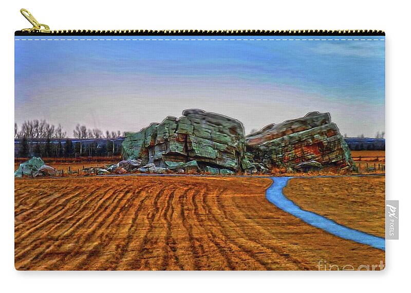 Erratic Zip Pouch featuring the photograph The Big Rock - HDR by Al Bourassa