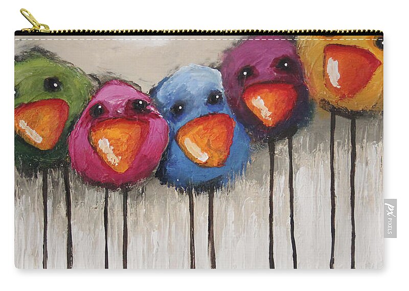 Bird Zip Pouch featuring the painting The Birds by Lucia Stewart