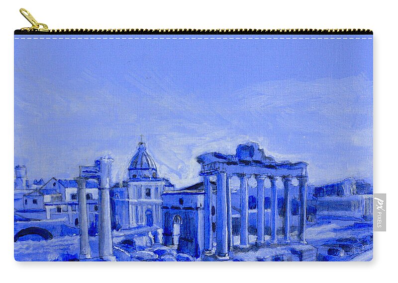 Blue Painting Zip Pouch featuring the painting The Birth of the Blues by David Zimmerman