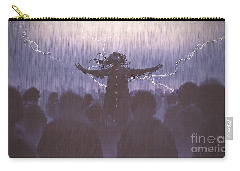 Illustration Zip Pouch featuring the painting The Black Wizard by Tithi Luadthong