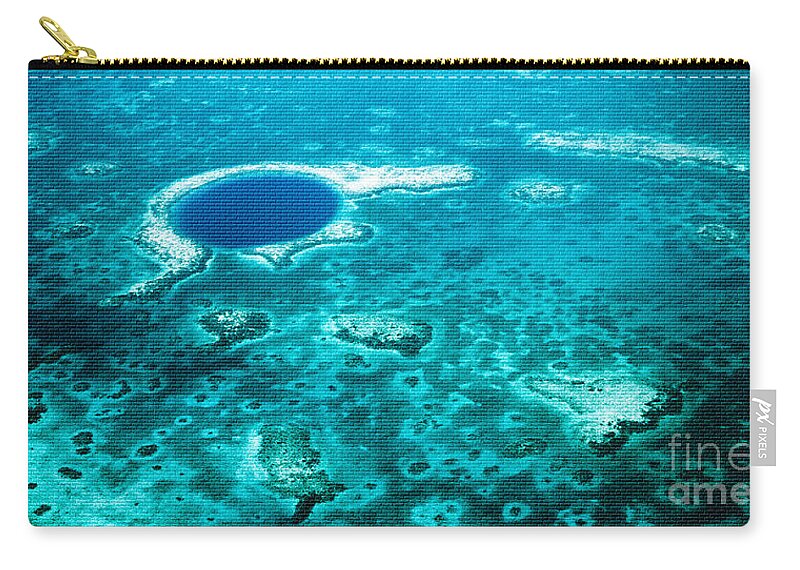 Aerial Photography Zip Pouch featuring the photograph The Blue Hole by Lawrence Burry