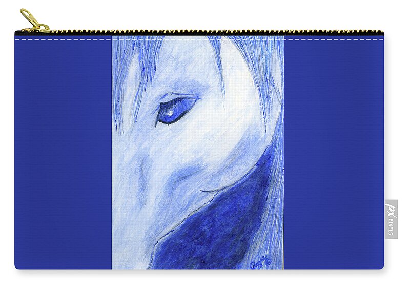 Horse Zip Pouch featuring the painting The Blue Horse by Stephanie Agliano