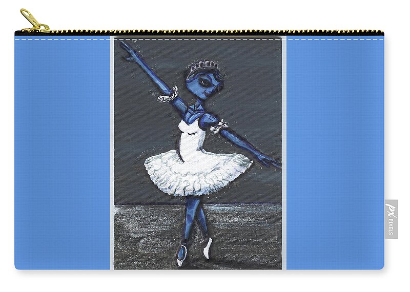 Dancer Zip Pouch featuring the painting The Blue Swan by Similar Alien