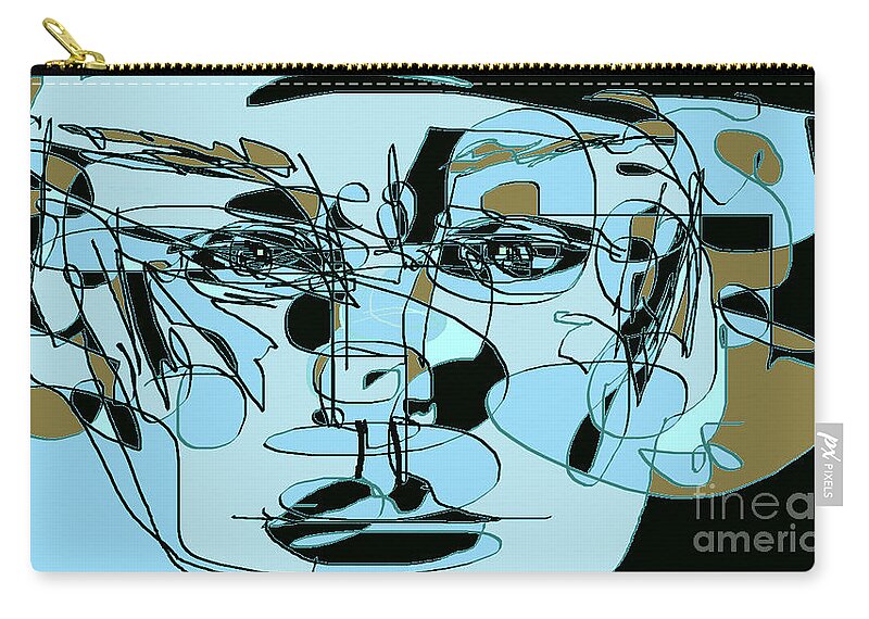 Abstract Portrait Zip Pouch featuring the digital art The Blues by Nancy Kane Chapman