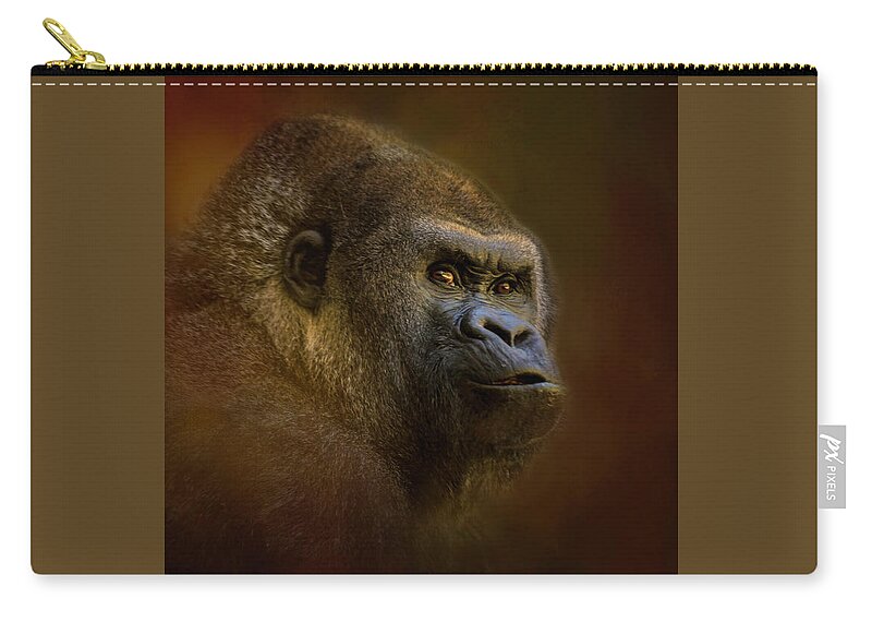 Gorilla Zip Pouch featuring the mixed media The Boss by Marvin Spates
