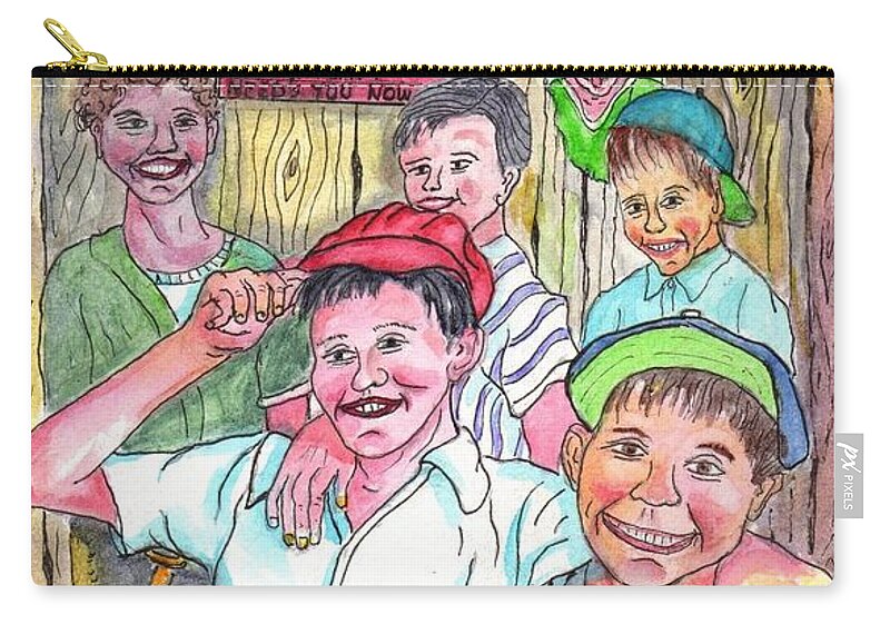 1940's Artist Ball Game Bklyn  Fine Art Fine Art Photography Life On The Porch Life On The Stoop Phil Bracco Philip Bracco Red Hook Robbie Bracco Robbiebracco Robbie Bracco Zip Pouch featuring the painting The Boys Of Spring by Philip And Robbie Bracco