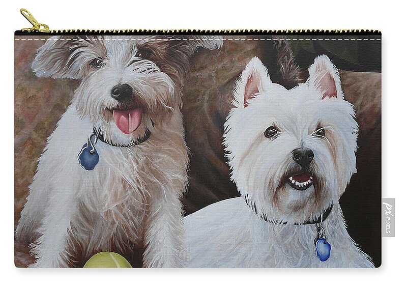 Dogs Zip Pouch featuring the painting The Boyz by Vic Ritchey