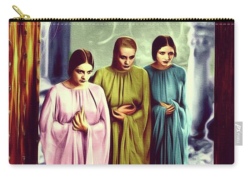 Brides Zip Pouch featuring the painting The Brides of Dracula by Esoterica Art Agency