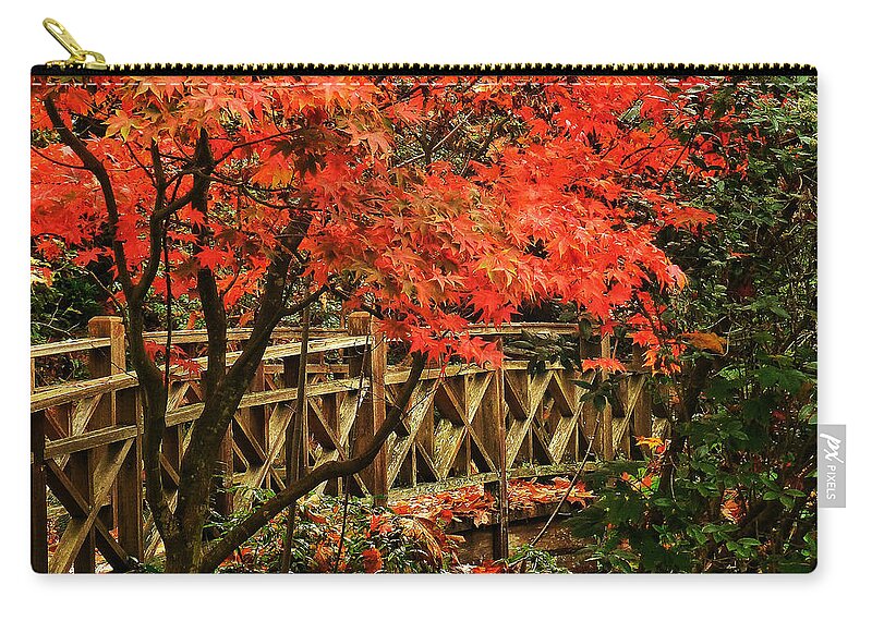 Connie Handscomb Zip Pouch featuring the photograph The Bridge In The Park by Connie Handscomb