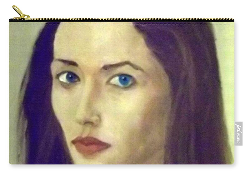 Young Zip Pouch featuring the painting The Brunette With Blue Eyes by Peter Gartner
