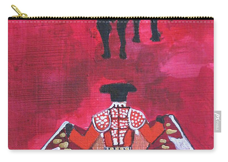 Spanish Art Carry-all Pouch featuring the painting The Bull Fight NO.1 by Patricia Arroyo