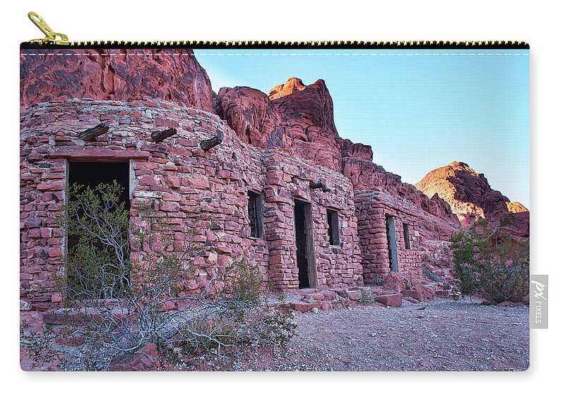 Valley Of Fire Zip Pouch featuring the photograph The Cabins by Kristia Adams