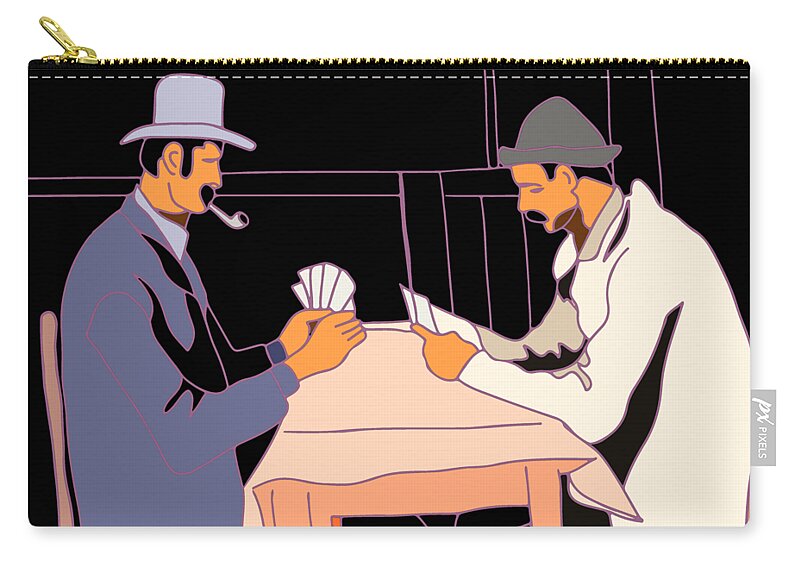 Card Zip Pouch featuring the digital art The card players by Piotr Dulski