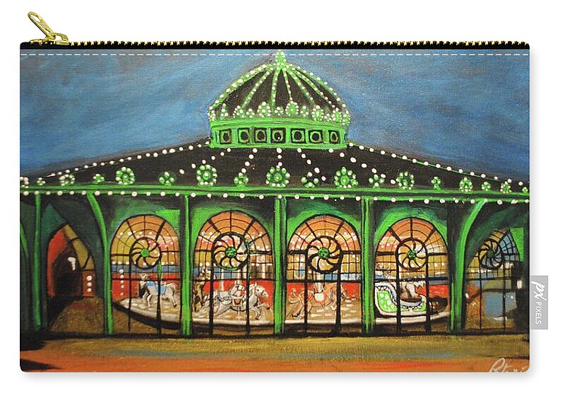 Asbury Park Carry-all Pouch featuring the painting The Carousel of Asbury Park by Patricia Arroyo