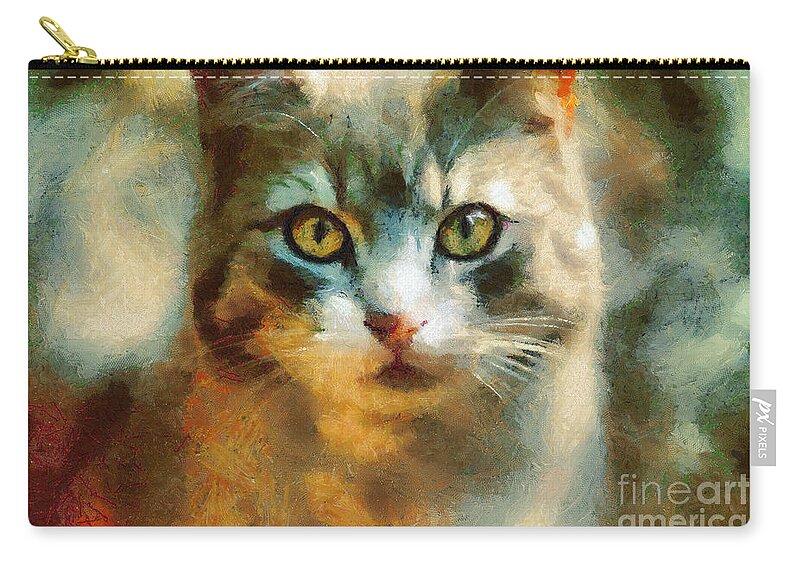 Painting Zip Pouch featuring the painting The Cat Eyes by Dimitar Hristov