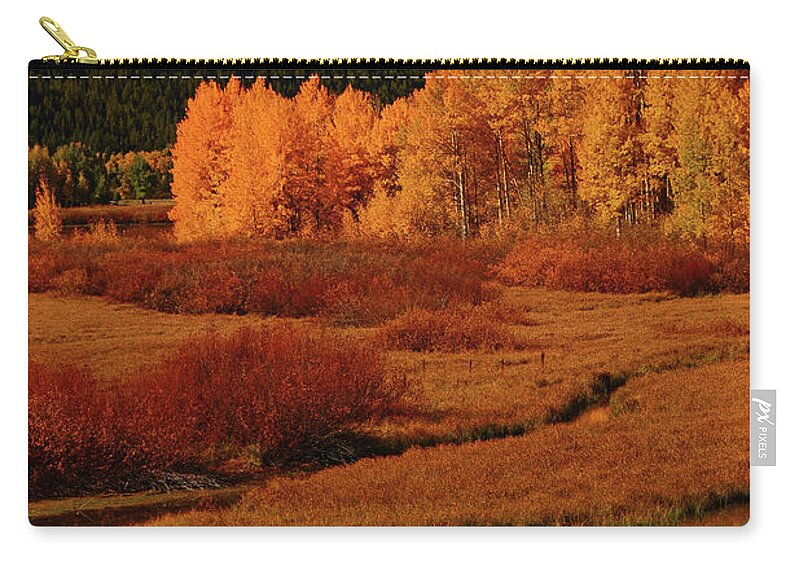 The Cathedral Group From North Of Oxbow Bend Zip Pouch featuring the photograph The Cathedral Group from North of Oxbow Bend by Raymond Salani III