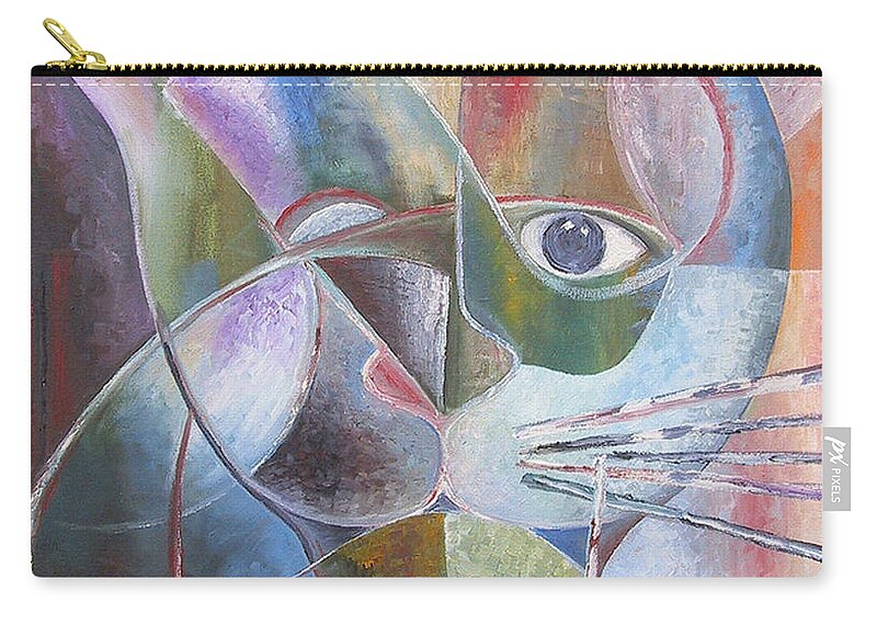 The Cat's Eye Zip Pouch featuring the painting The Cat's Eye by Obi-Tabot Tabe