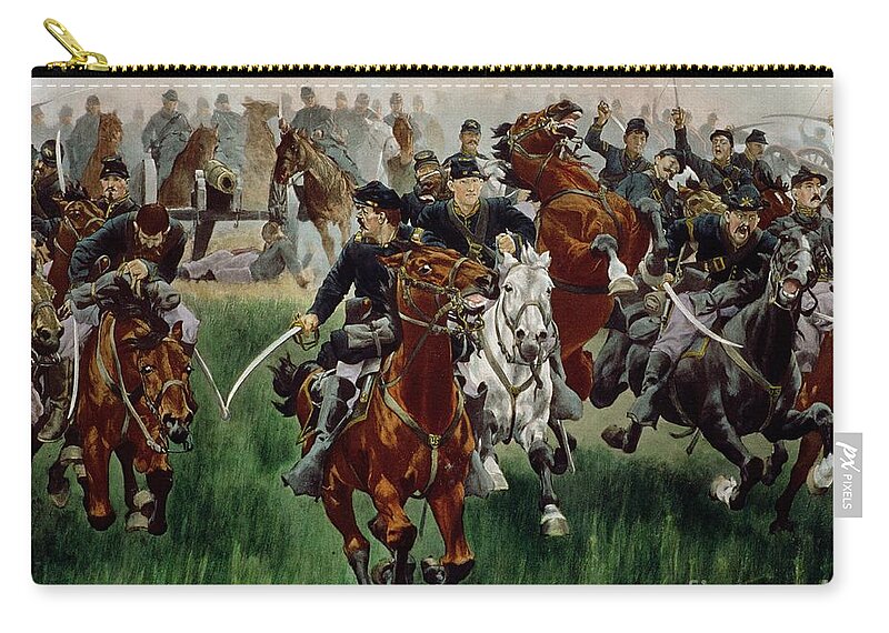 Cavalry Zip Pouch featuring the painting The Cavalry by WT Trego