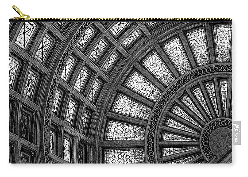 Ceiling Zip Pouch featuring the photograph The Ceiling at Station Square Pittsburgh - black and white by Mitch Spence