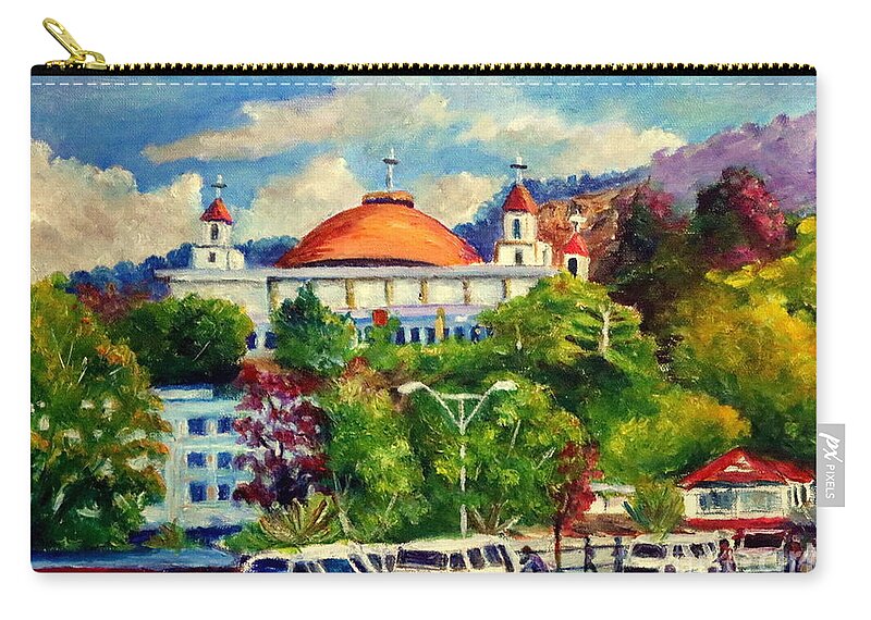 City Zip Pouch featuring the painting The Church and Central Taxi Terminal. by Jason Sentuf