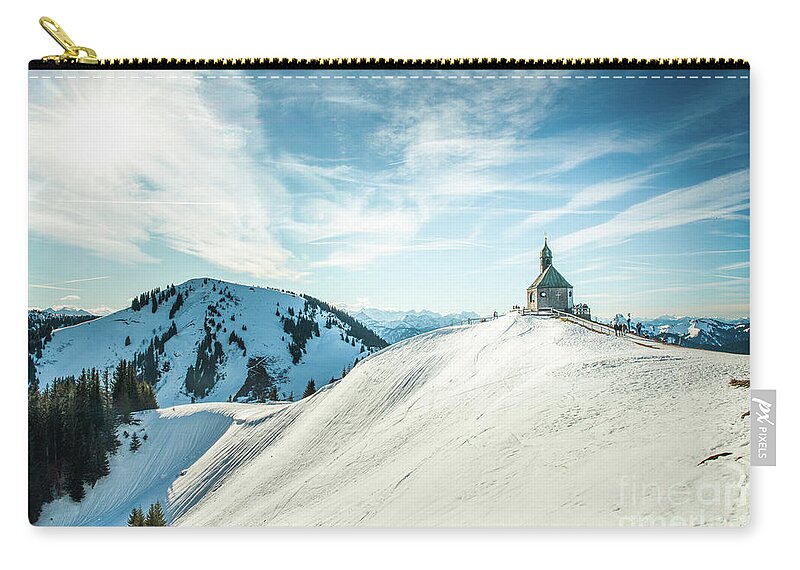 Wallberg Carry-all Pouch featuring the photograph The chapel in the alps by Hannes Cmarits
