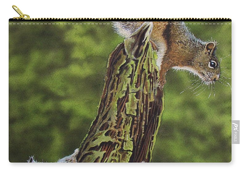 Squirrel Zip Pouch featuring the painting The Chase by Greg and Linda Halom