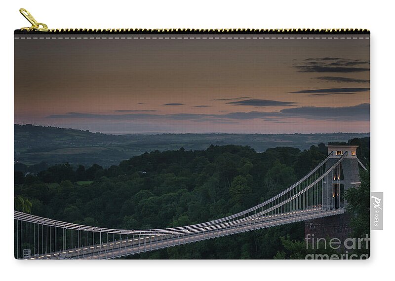 Clifton Suspension Bridge Zip Pouch featuring the photograph The Clifton Suspension Bridge, Bristol England by Perry Rodriguez