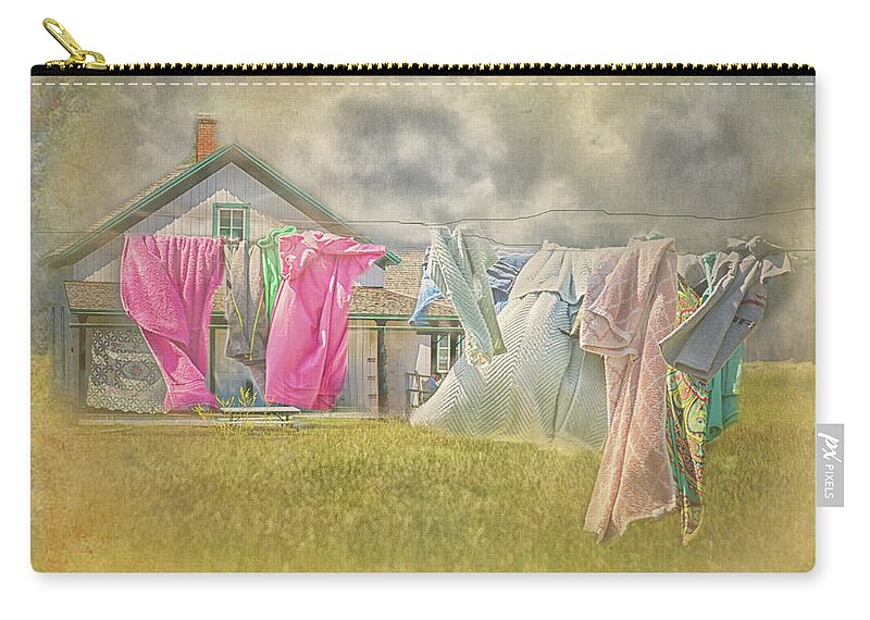Clothesline Zip Pouch featuring the digital art The Clothesline by Jolynn Reed