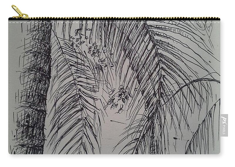 Coconut Zip Pouch featuring the drawing The Coconut Leafs by Sukalya Chearanantana