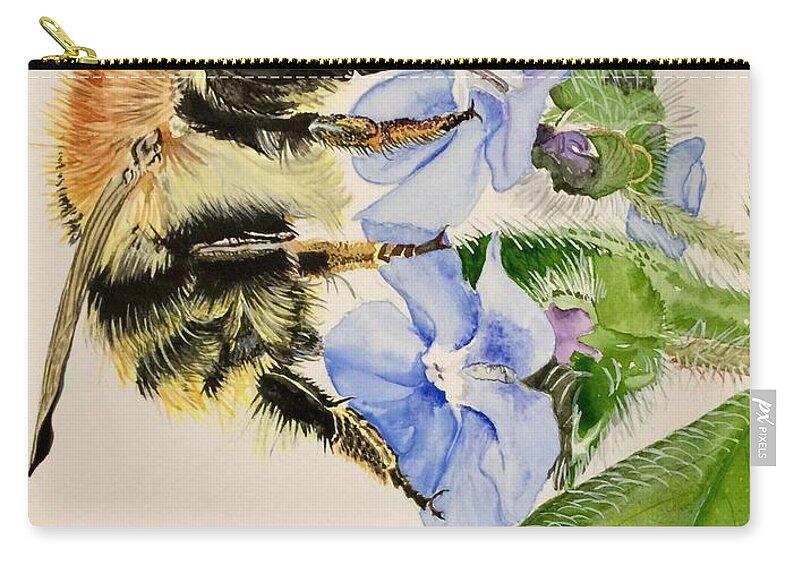 Bee Zip Pouch featuring the painting The Collector by Sonja Jones