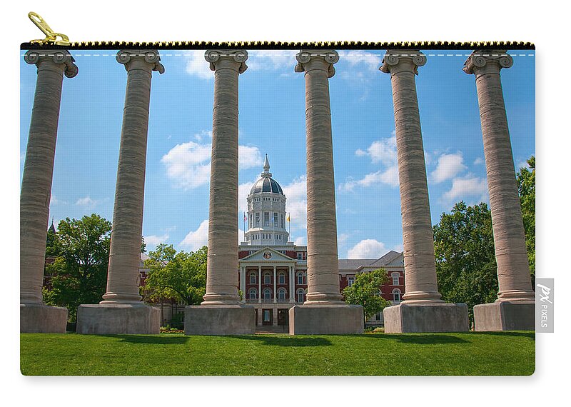 Missouri Zip Pouch featuring the photograph The Columns by Steve Stuller