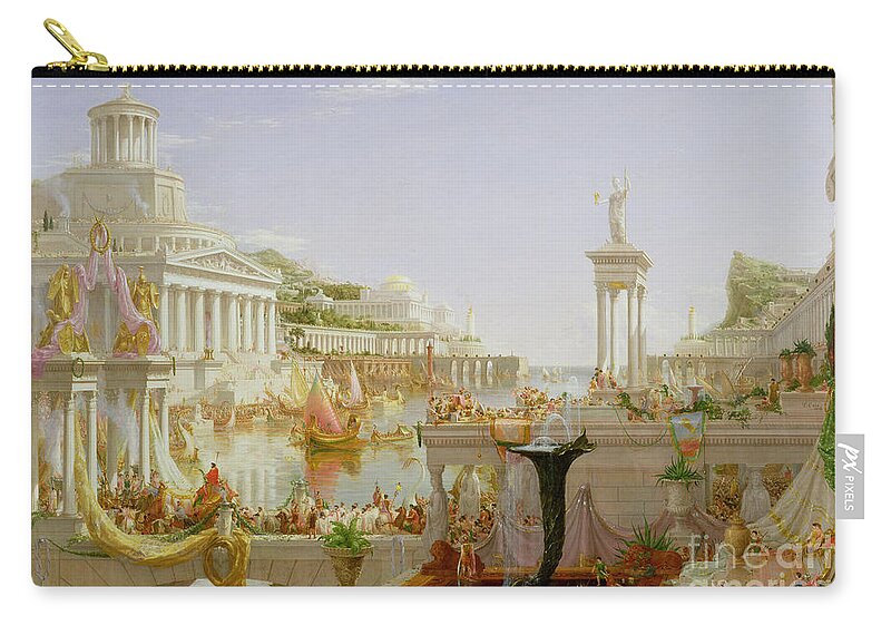 Civilisation; Ideal; Classical; Monument; Architecture; Column; Fountain; Hudson River School; The Course Of Empire: The Consummation Of The Empire Zip Pouch featuring the painting The Course of Empire - The Consummation of the Empire by Thomas Cole