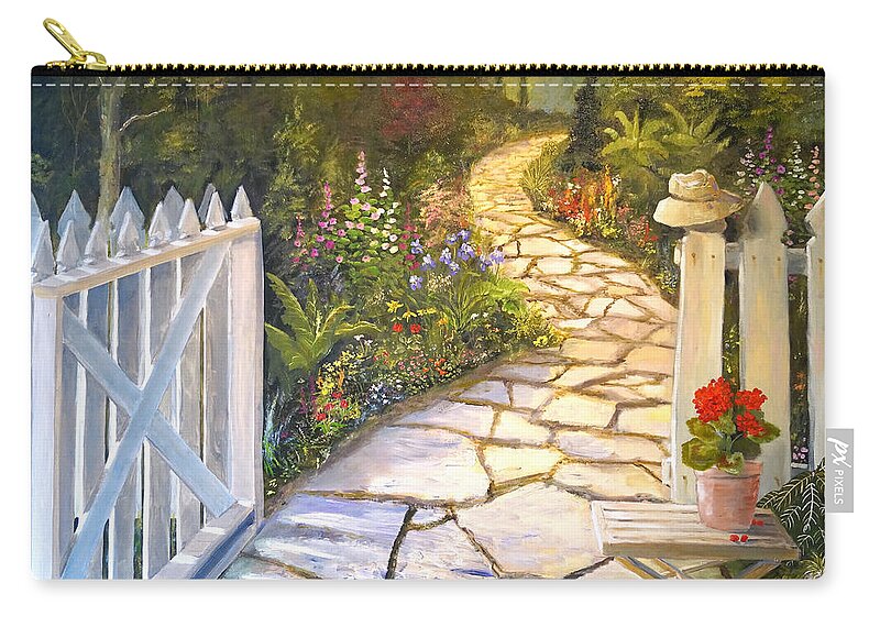 Landscape Zip Pouch featuring the painting The Cutting Garden by Alan Lakin