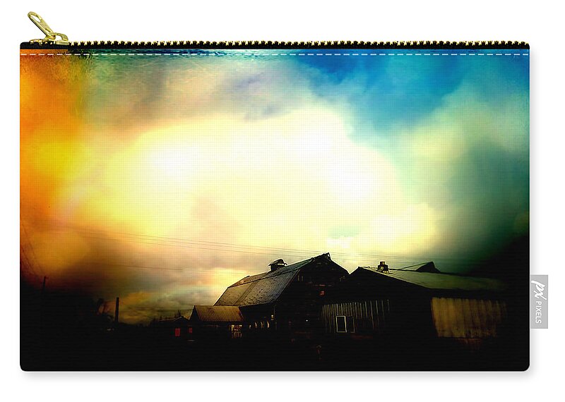 Barn Zip Pouch featuring the digital art The Dairy Barns by Cathy Anderson