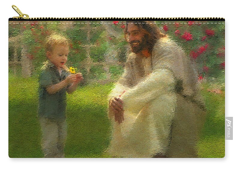 Jesus Zip Pouch featuring the painting The Dandelion by Greg Olsen