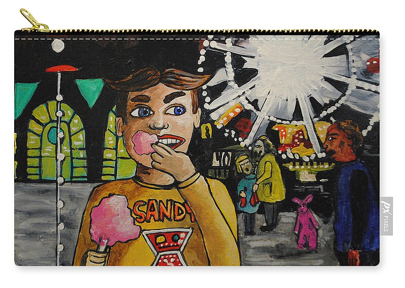 Asbury Park Zip Pouch featuring the painting The Day They Turned into Zombies by Patricia Arroyo
