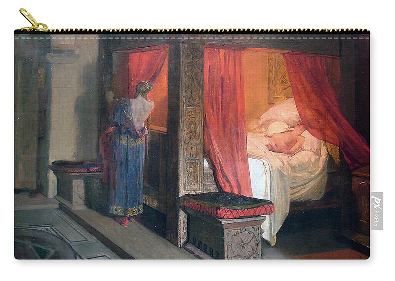 Jean-paul Laurens Zip Pouch featuring the painting The Death of Galswintha by Jean-Paul Laurens