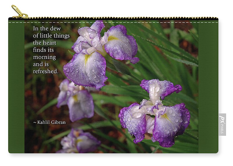 Iris Zip Pouch featuring the photograph The Dew of Little Things by Marie Hicks