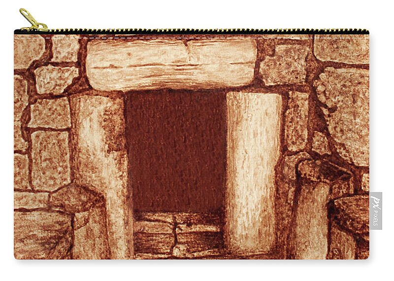 Door Of Humility Painting Zip Pouch featuring the painting The Door of Humility at the Church of the Nativity Bethlehem by Georgeta Blanaru